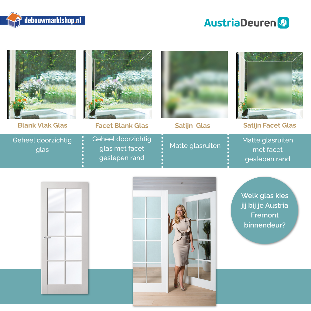 Binnendeur Austria Balance Fremont met geplaatst Blank Facetglas